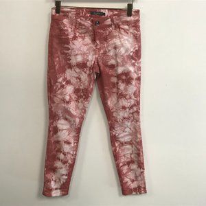 NWOT Level 99 Red White Tie Dye Effect Ankle Jeans